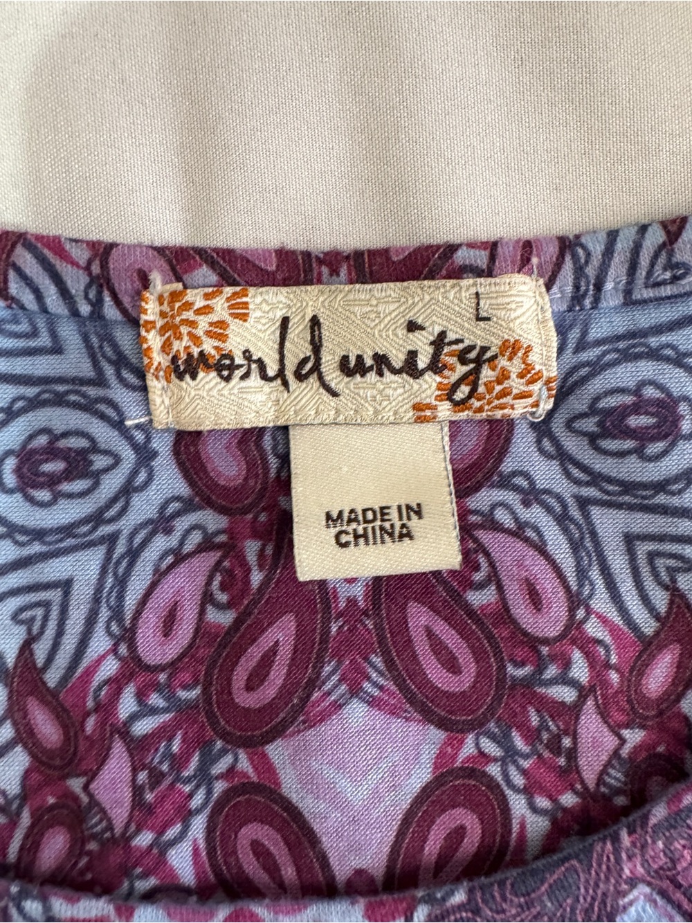 Printed Short Sleeve Tunic Top - Blue Purple - Picture 4 of 12